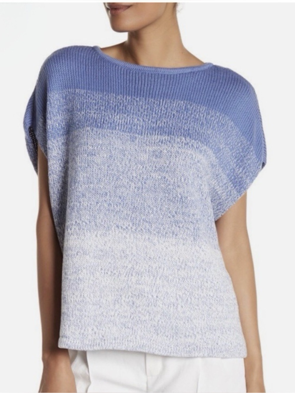 Vince Womens Blue Knitted Ombre Cocoon Poncho Batwing Sweater in Blue